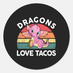 Dragons Love Taco Shirt Cinco Mayo Funny Mexican B Classic Round Sticker