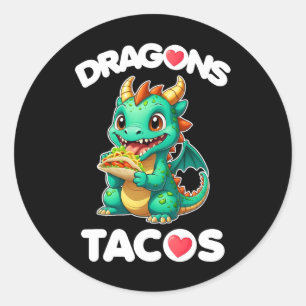 Dragons Love Tacos Cute Cinco De Mayo Mexican Food Classic Round Sticker