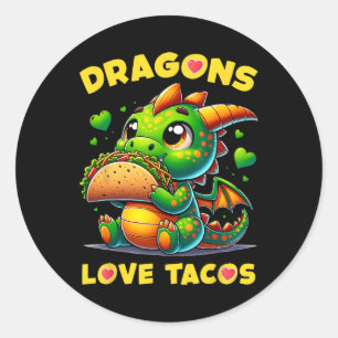Dragons Love Tacos Cute Cinco De Mayo Mexican Food Classic Round Sticker