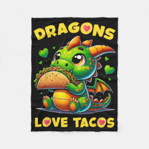 Dragons Love Tacos Cute Cinco De Mayo Mexican Food Fleece Blanket