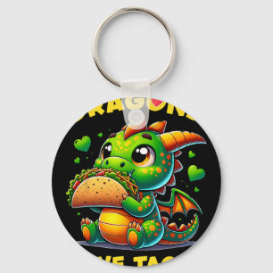 Dragons Love Tacos Cute Cinco De Mayo Mexican Food Key Ring