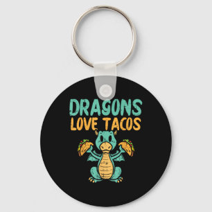 Dragons Love Tacos Cute Cinco De Mayo Mexican Food Key Ring