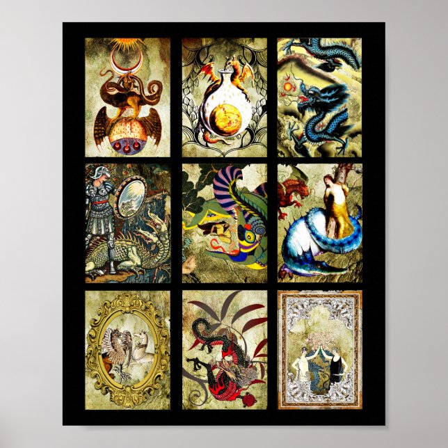 Dragons Maiden Knights Fantasy fairytale Art   Poster (Front)