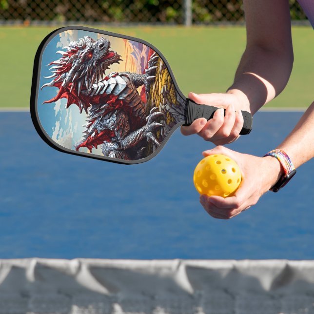 Dragon's Majesty: Silver Dragon Pickleball Paddle (Insitu)