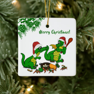 Dragons - Merry Christmas ! - today I will cook Ceramic Ornament