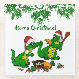 Dragons - Merry Christmas ! - today I will cook Glass Coaster