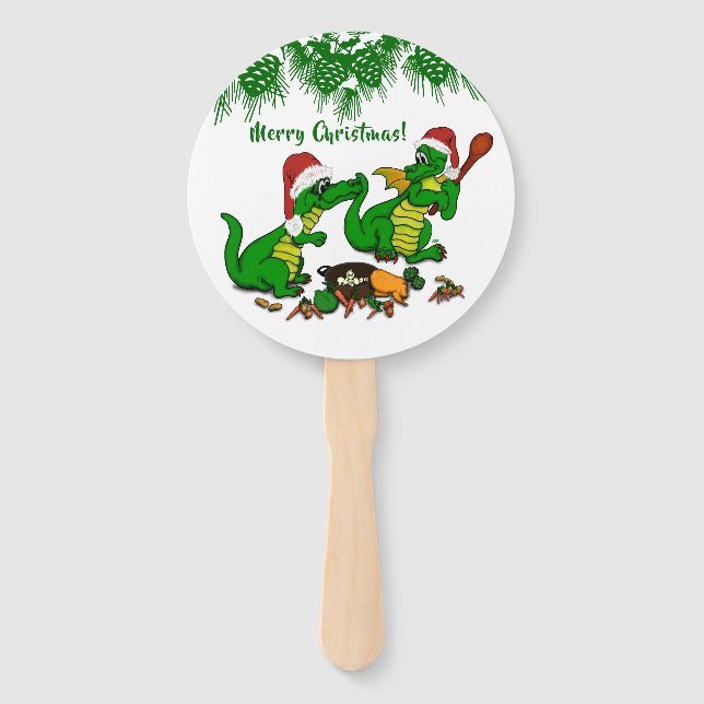 Dragons - Merry Christmas ! - today I will cook Hand Fan (Front)