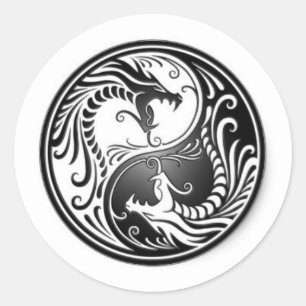 dragons of yin yang classic round sticker