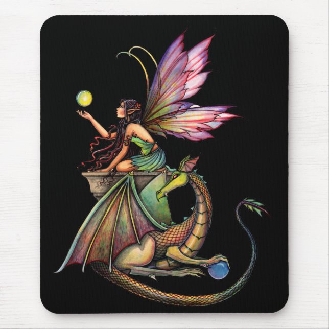 Dragon's Orbs Fairy and Dragon by Molly Harrison Mouse Mat (Front)