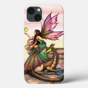Dragon's Orbs Fairy and Dragon Fantasy Art iPhone 13 Case