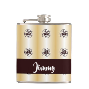 Dragons print on textured hip flask
