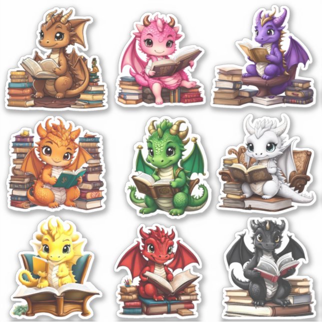 Dragons Reading Stickers (Front)
