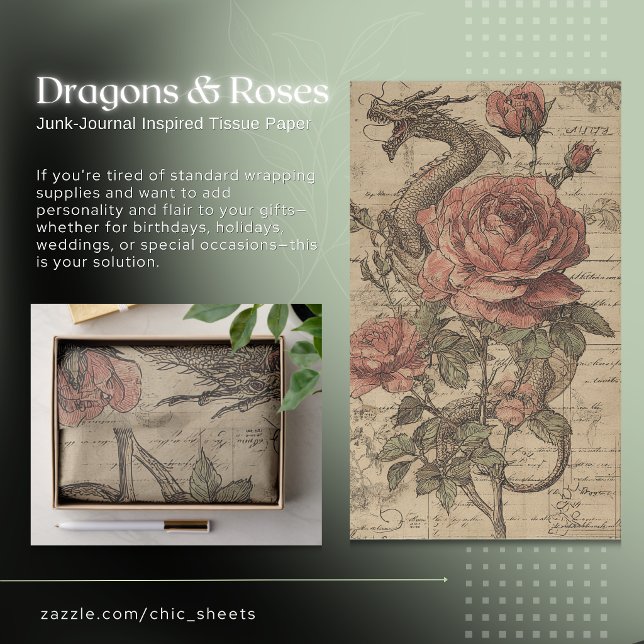 Dragons & Roses Junk-Journal Inspired Tissue Paper (Creator Uploaded)