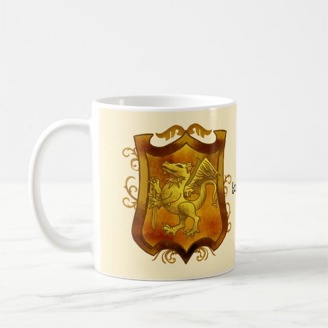 Dragons Shield  Family Crest Surname  mug (Left)