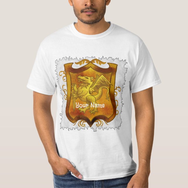Dragons Shield  Family Crest Surname  T-Shirt (Front)