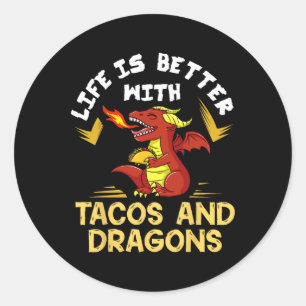 Dragons Tacos Women Men Kids Mexican Love Classic Round Sticker
