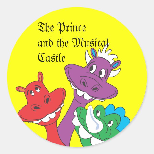 DRAGONS, The Prince and the Musical Castle Classic Round Sticker (Front)