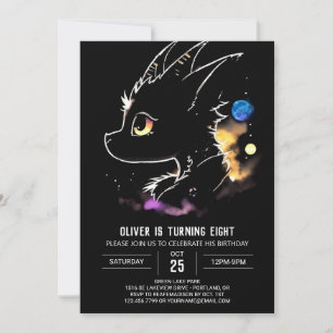 Dragon's Watercolor Dreamy Birthday Invitation