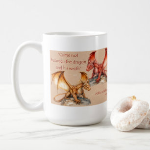 Dragons with King Lear quote red, gold,white Mug