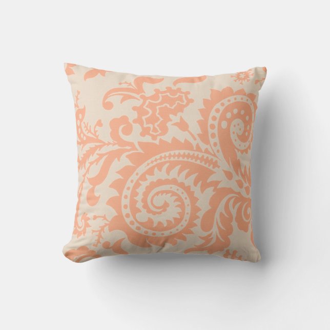 Dragontail Paisley | peach Cushion (Front)