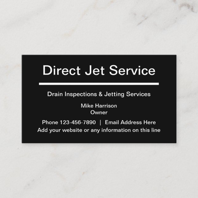Drain Inspection And Jetting Service Business Card (Front)