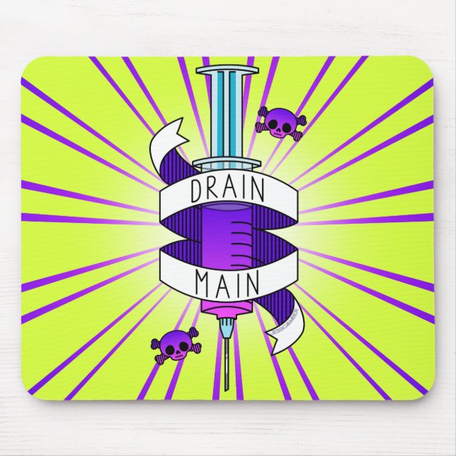 Drain Main Gamer Purple Green Syringe Mouse Mat (Front)