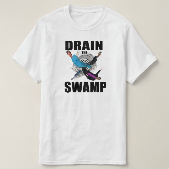 Drain the Swamp Blue Black and White T-Shirt (Design Front)