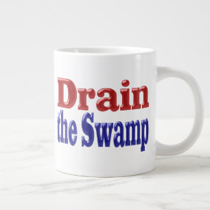 Drain the Swamp red blue half text  Large Coffee Mug