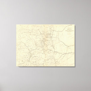 Drainage Map of Colorado Canvas Print