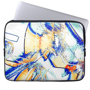 Drained ink no, image with orange and blue stain laptop sleeve