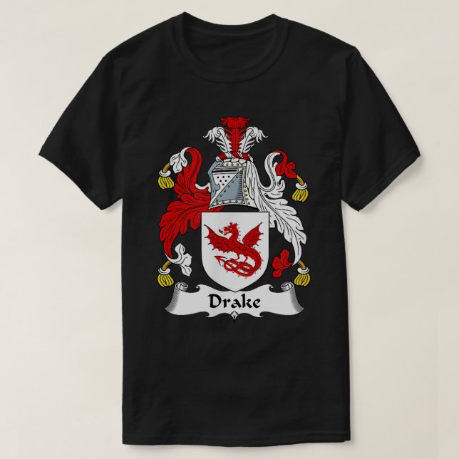 Drake Coat of Arms  Family Crest  T-Shirt (Design Front)