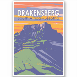 Drakensberg South Africa Lesotho Travel Art Retro