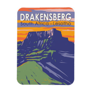 Drakensberg South Africa Lesotho Travel Art Retro Magnet