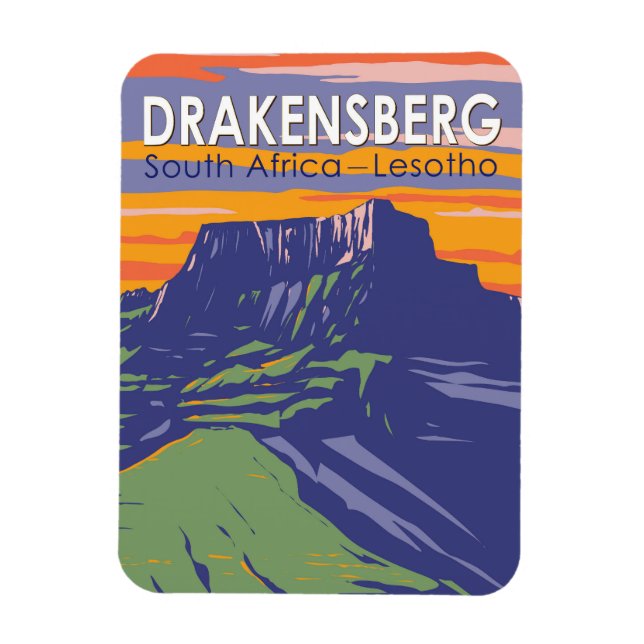 Drakensberg South Africa Lesotho Travel Art Retro Magnet (Vertical)