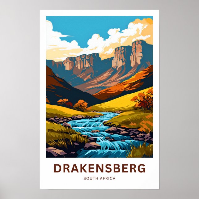 Drakensberg South Africa Travel Print (Front)