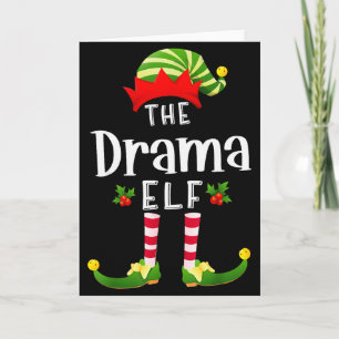 Drama Christmas Elf Matching Pajama X-mas Party Card