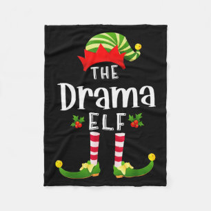 Drama Christmas Elf Matching Pajama X-mas Party Fleece Blanket