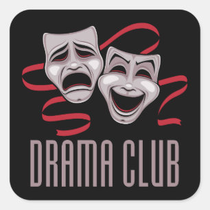 Drama Club Comedy And Tragedy Masks Square Sticker