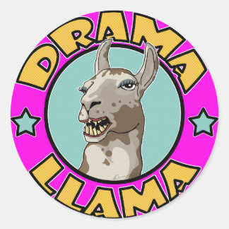 Drama Llama, Classic Round Sticker
