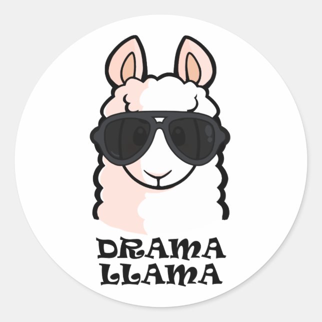 Drama Llama Classic Round Sticker (Front)
