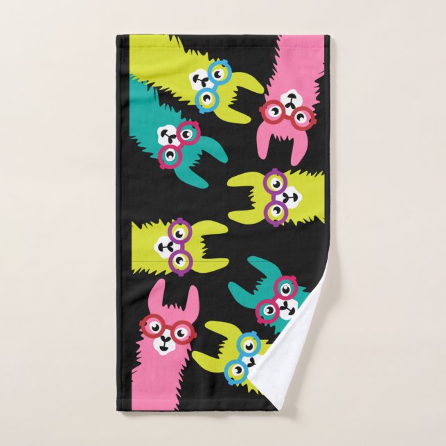 Drama Llama Colorful Camelid Bath Towel Set (Hand Towel)