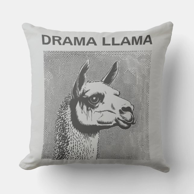 Drama Llama Funny Throw Pillow (Front)