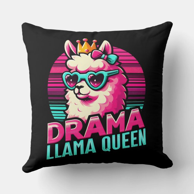 Drama Llama Queen for Llama Lovers for Women Girls Cushion (Back)