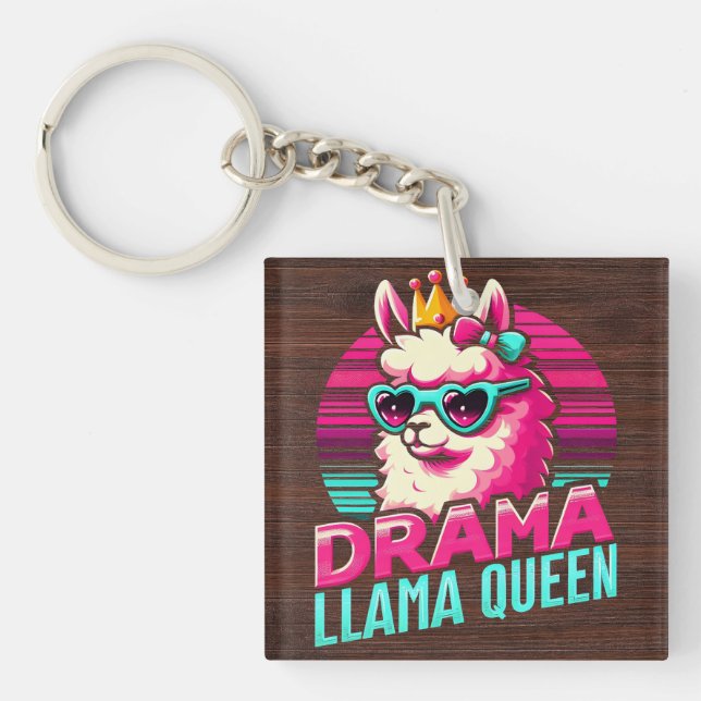 Drama Llama Queen for Llama Lovers for Women Girls Key Ring (Front)