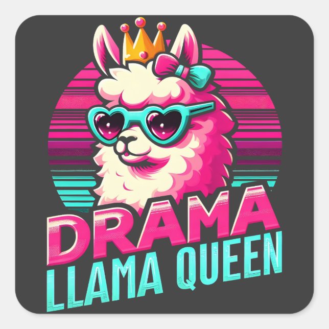 Drama Llama Queen for Llama Lovers for Women Girls Square Sticker (Front)