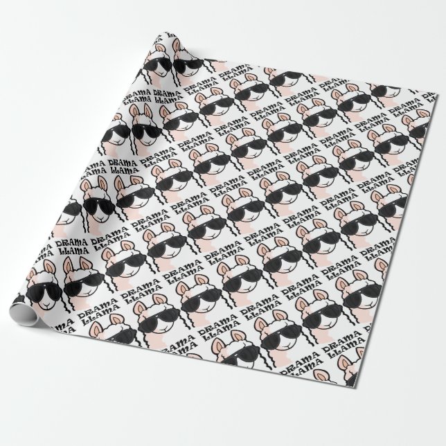 Drama Llama Wrapping Paper (Unrolled)