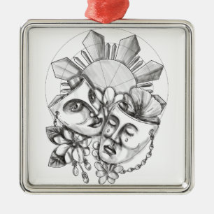 Drama Mask Hibiscus Sampaguita Flower Philippine S Metal Tree Decoration