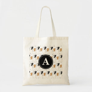 Drama Mask Theatre Themed Monogram Tote Bag