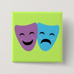 Drama Masks 15 Cm Square Badge