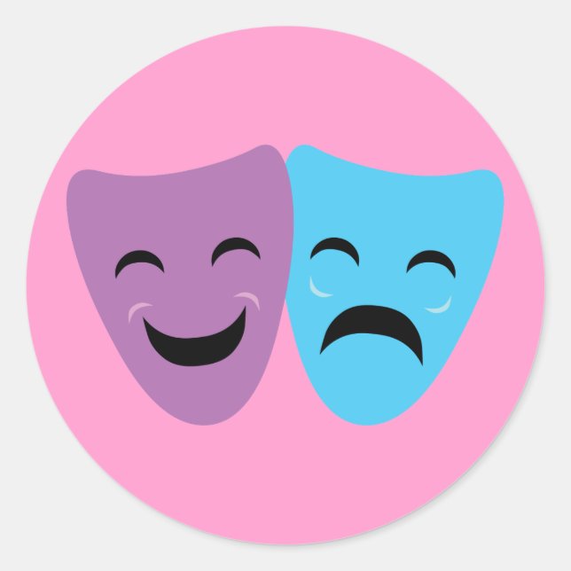 Drama Masks Classic Round Sticker (Front)
